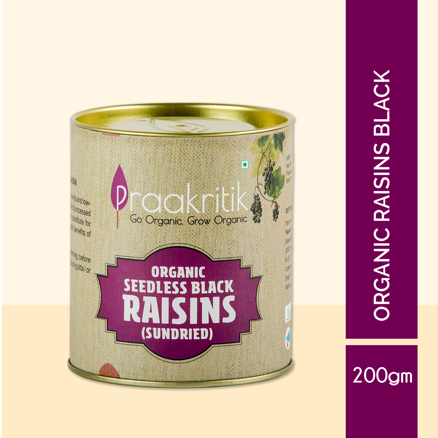 Black Kishmish Raisins Organic | 200 G | Praakritik